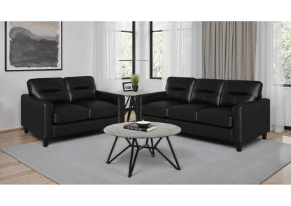 504664-S2 Scotland 2-piece Faux Leather Upholstered Sofa Set Black