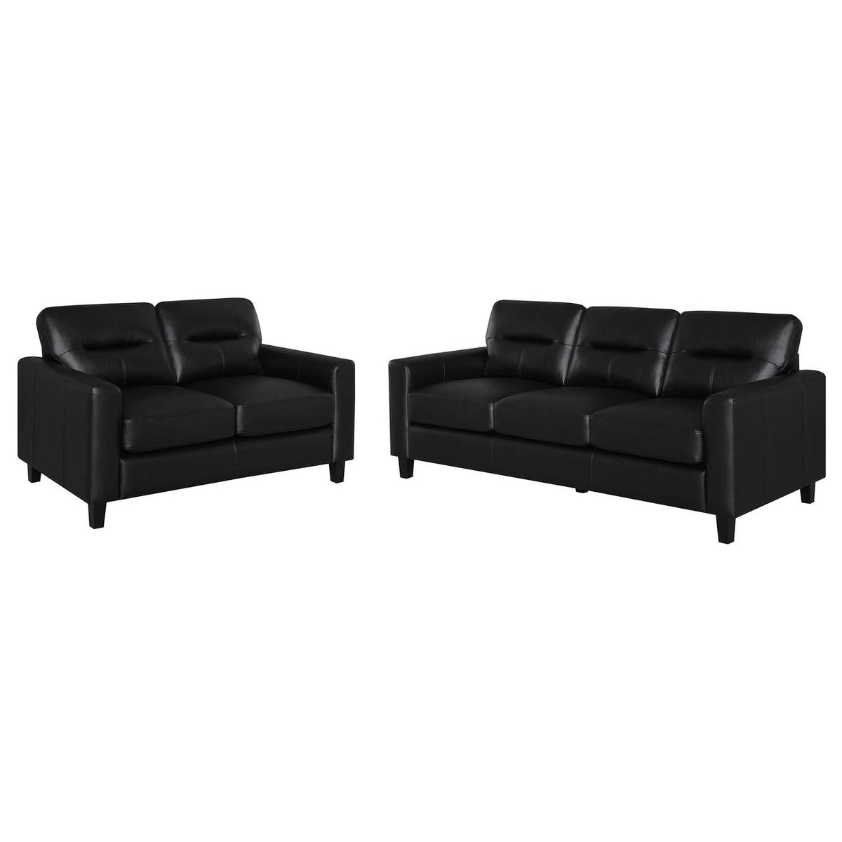 504664-S2 Scotland 2-piece Faux Leather Upholstered Sofa Set Black