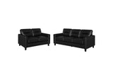 504664-S2 Scotland 2-piece Faux Leather Upholstered Sofa Set Black