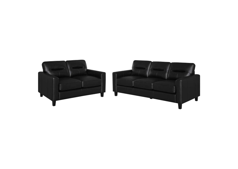 504664-S2 Scotland 2-piece Faux Leather Upholstered Sofa Set Black