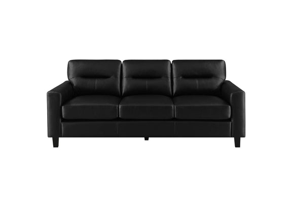 504664-S2 Scotland 2-piece Faux Leather Upholstered Sofa Set Black