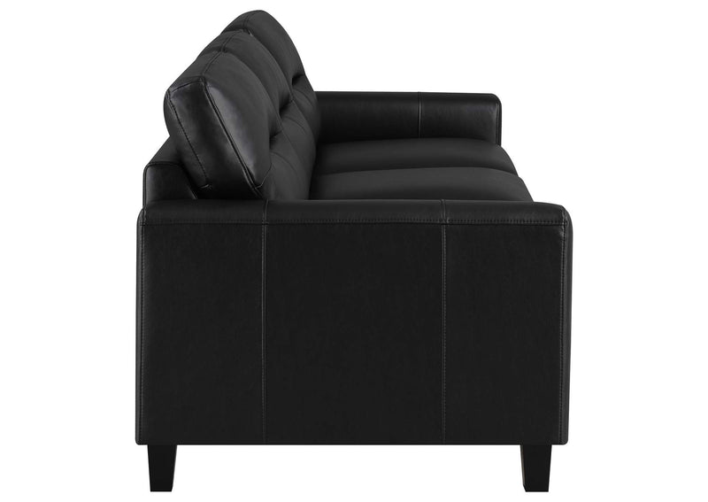 504664-S2 Scotland 2-piece Faux Leather Upholstered Sofa Set Black