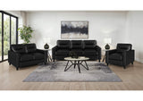 504664-S3 Scotland 3-piece Faux Leather Upholstered Sofa Set Black
