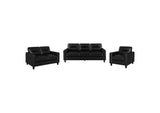 504664-S3 Scotland 3-piece Faux Leather Upholstered Sofa Set Black