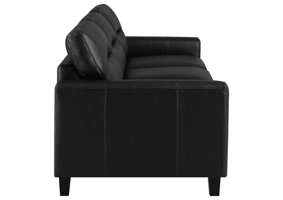 504664-S3 Scotland 3-piece Faux Leather Upholstered Sofa Set Black
