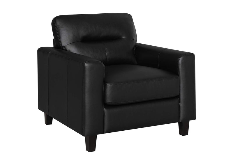 504664-S3 Scotland 3-piece Faux Leather Upholstered Sofa Set Black