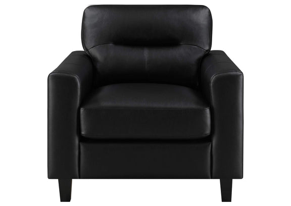 504664-S3 Scotland 3-piece Faux Leather Upholstered Sofa Set Black