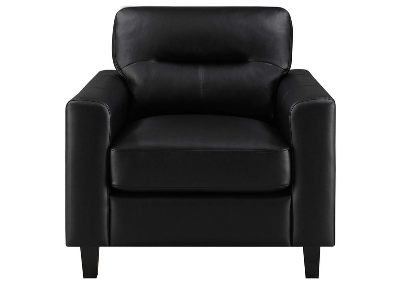 504664-S3 Scotland 3-piece Faux Leather Upholstered Sofa Set Black