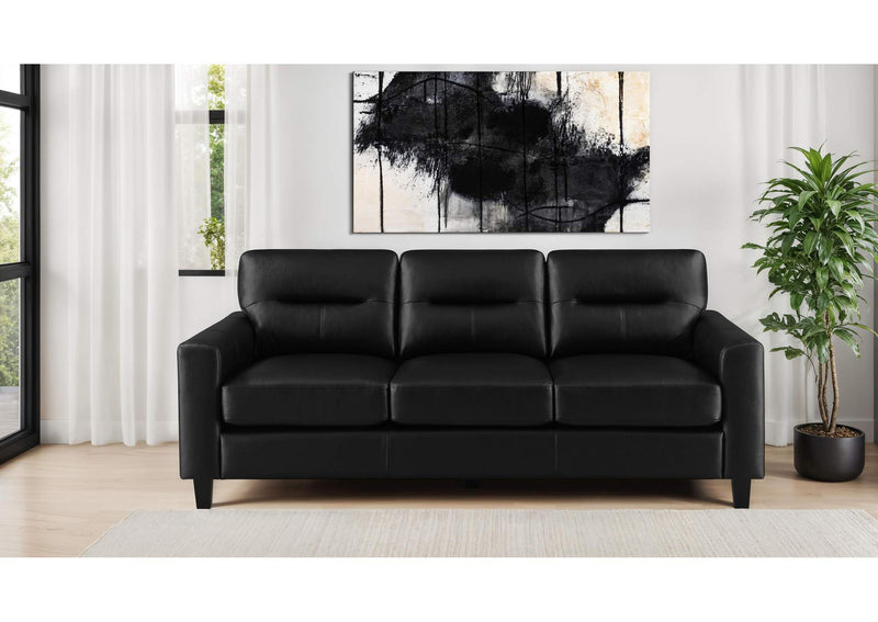 504664 Scotland Faux Leather Upholstered Track Arm Sofa Black
