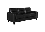504664 Scotland Faux Leather Upholstered Track Arm Sofa Black