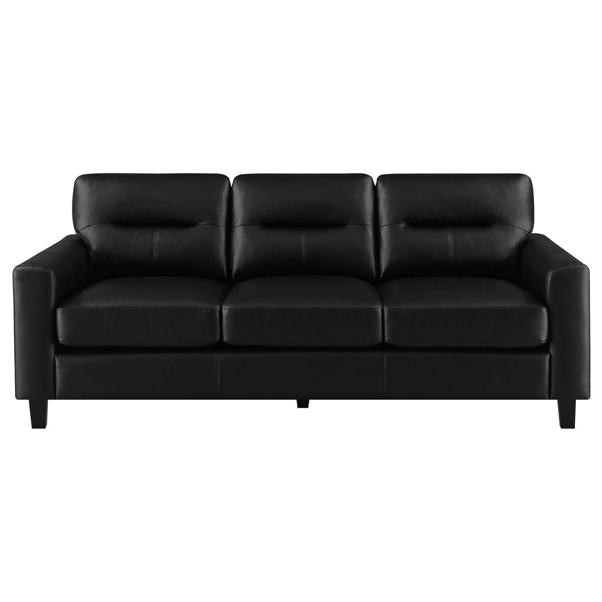 504664 Scotland Faux Leather Upholstered Track Arm Sofa Black
