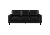 504664 Scotland Faux Leather Upholstered Track Arm Sofa Black