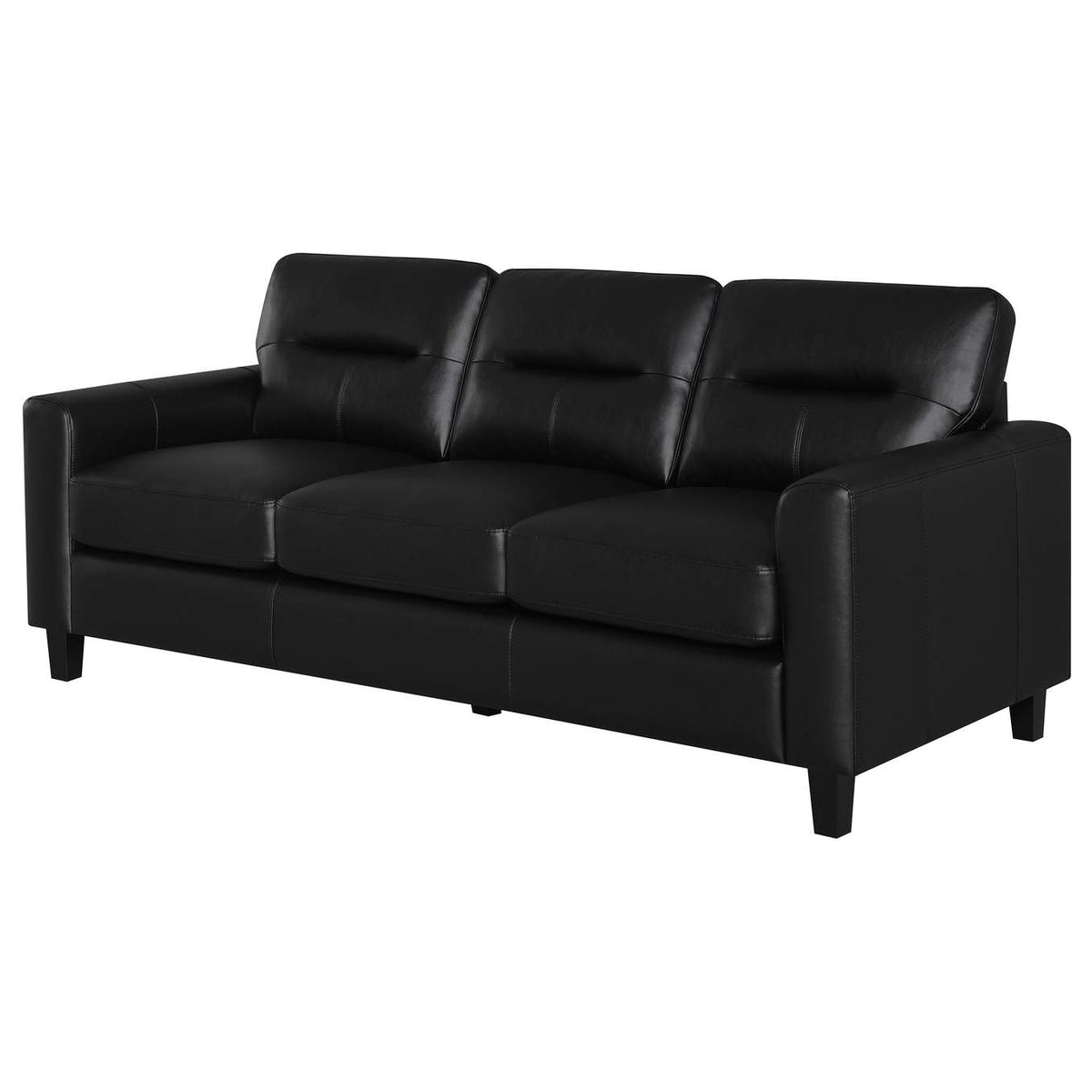 504664 Scotland Faux Leather Upholstered Track Arm Sofa Black