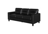 504664 Scotland Faux Leather Upholstered Track Arm Sofa Black