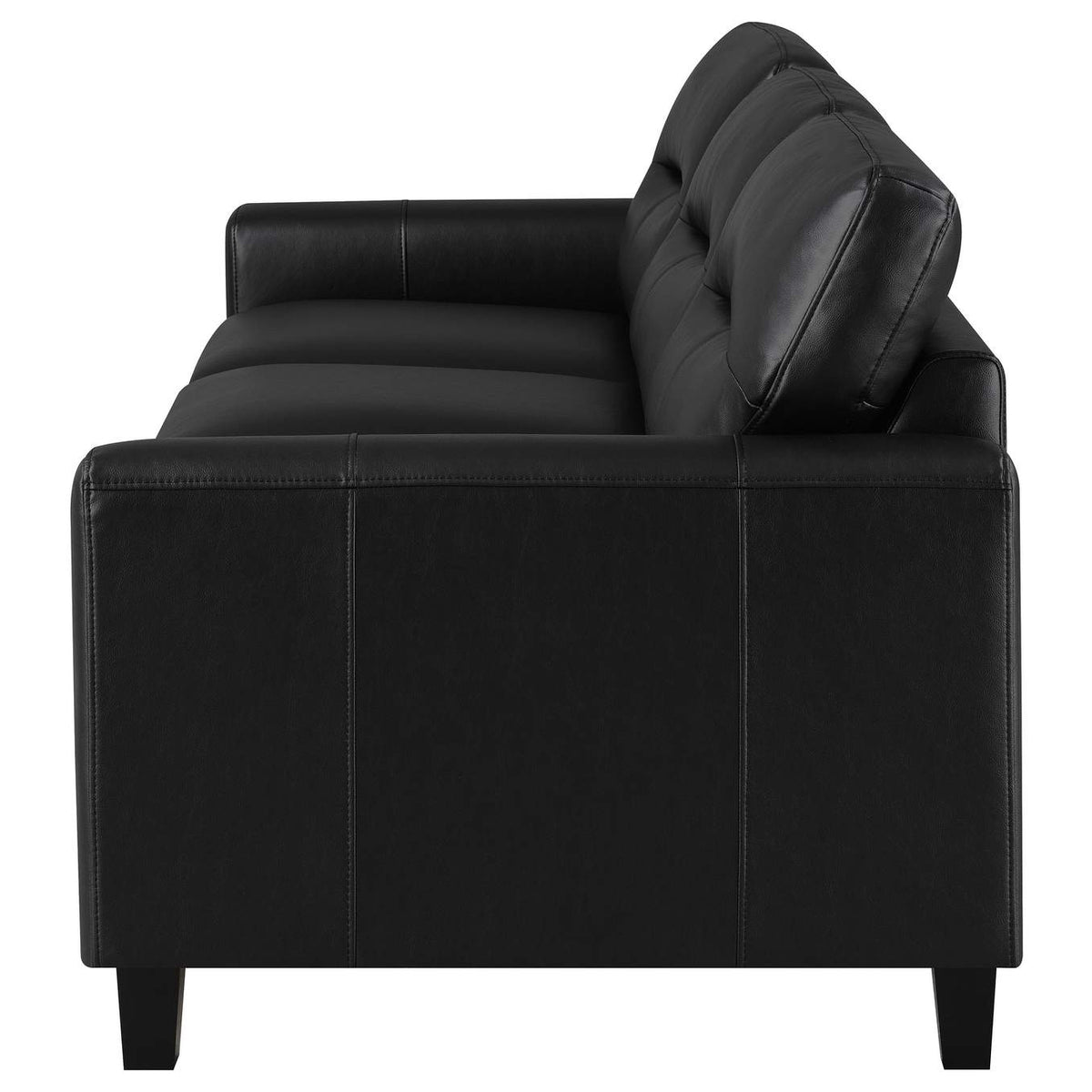 504664 Scotland Faux Leather Upholstered Track Arm Sofa Black