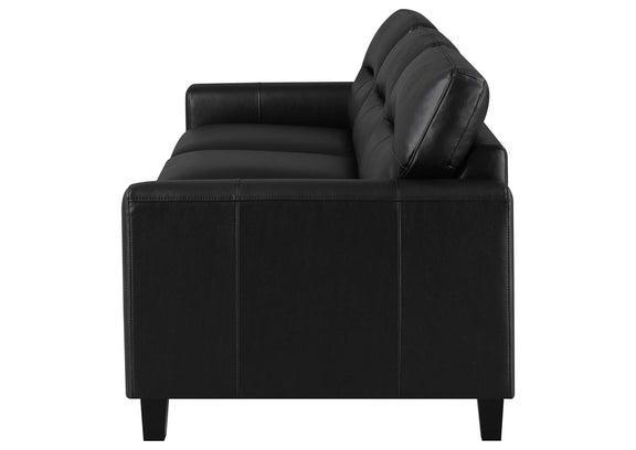 504664 Scotland Faux Leather Upholstered Track Arm Sofa Black