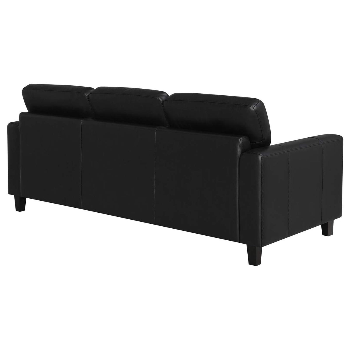504664 Scotland Faux Leather Upholstered Track Arm Sofa Black