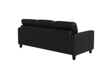504664 Scotland Faux Leather Upholstered Track Arm Sofa Black