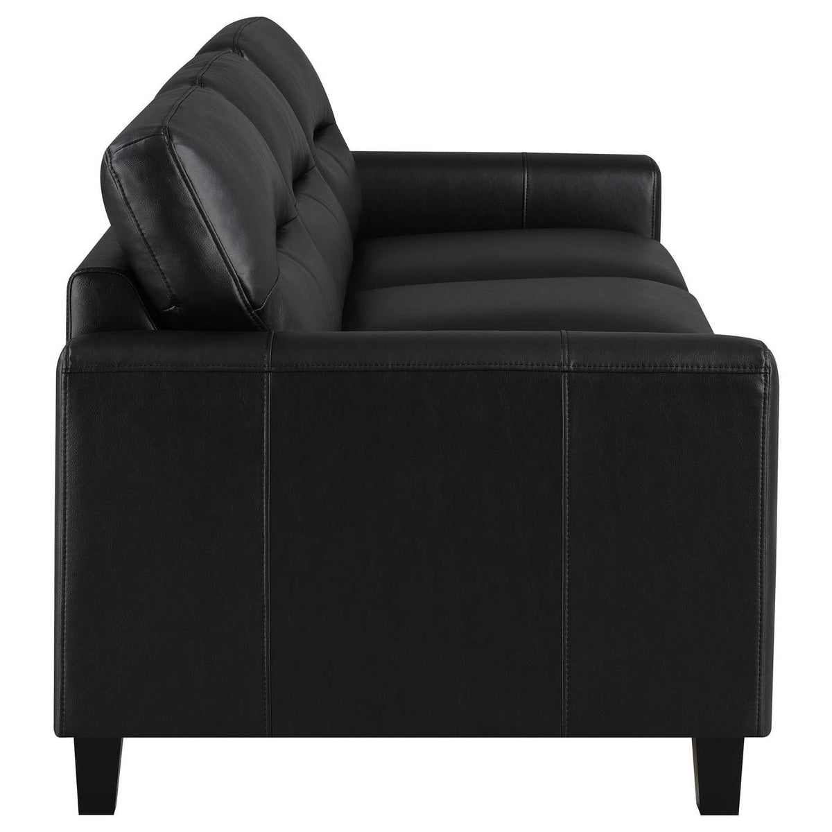 504664 Scotland Faux Leather Upholstered Track Arm Sofa Black