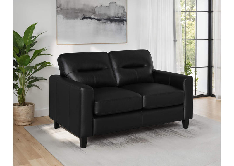 504665 Scotland Faux Leather Upholstered Track Arm Loveseat Black
