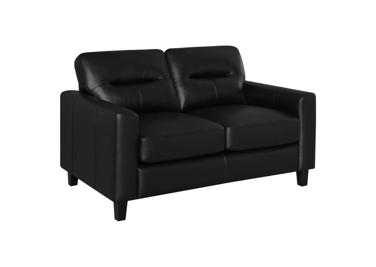504665 Scotland Faux Leather Upholstered Track Arm Loveseat Black