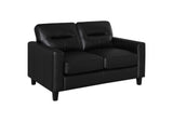 504665 Scotland Faux Leather Upholstered Track Arm Loveseat Black