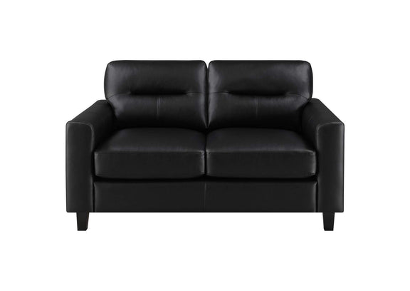 504665 Scotland Faux Leather Upholstered Track Arm Loveseat Black
