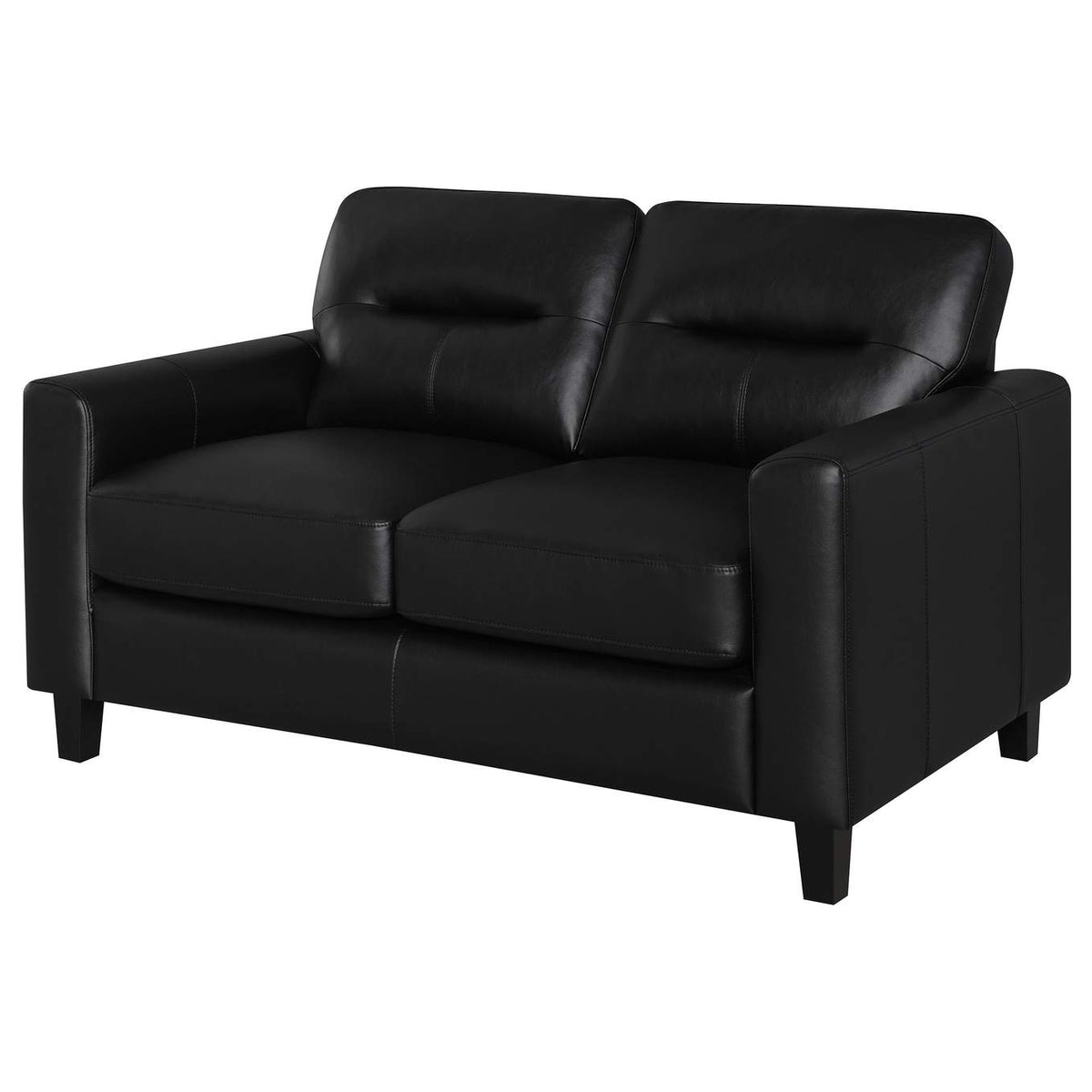 504665 Scotland Faux Leather Upholstered Track Arm Loveseat Black