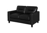504665 Scotland Faux Leather Upholstered Track Arm Loveseat Black