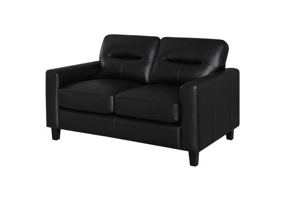 504665 Scotland Faux Leather Upholstered Track Arm Loveseat Black