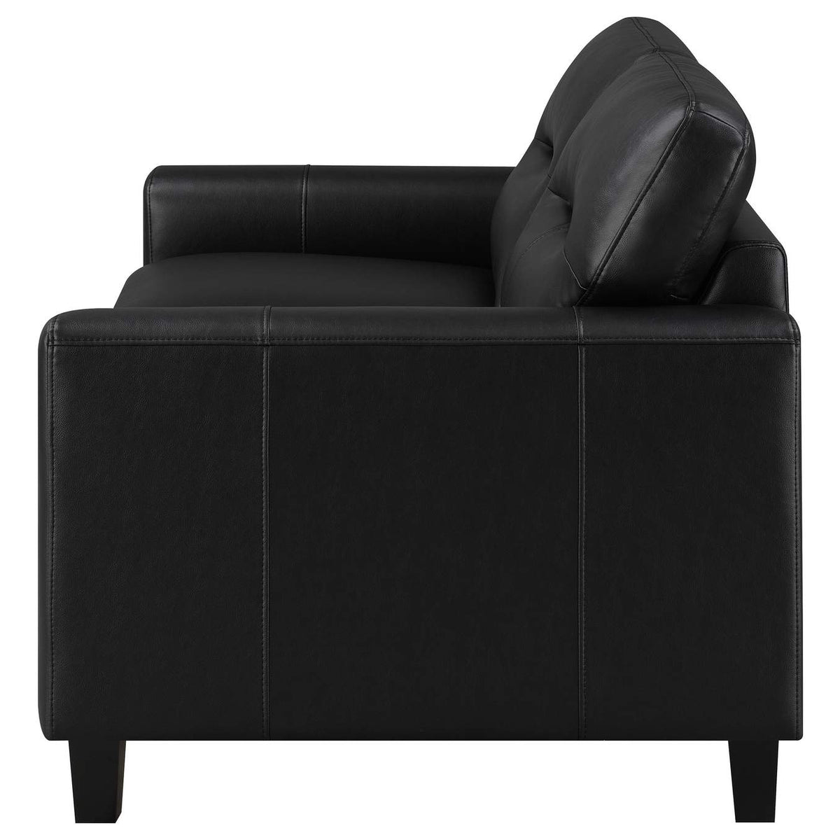 504665 Scotland Faux Leather Upholstered Track Arm Loveseat Black