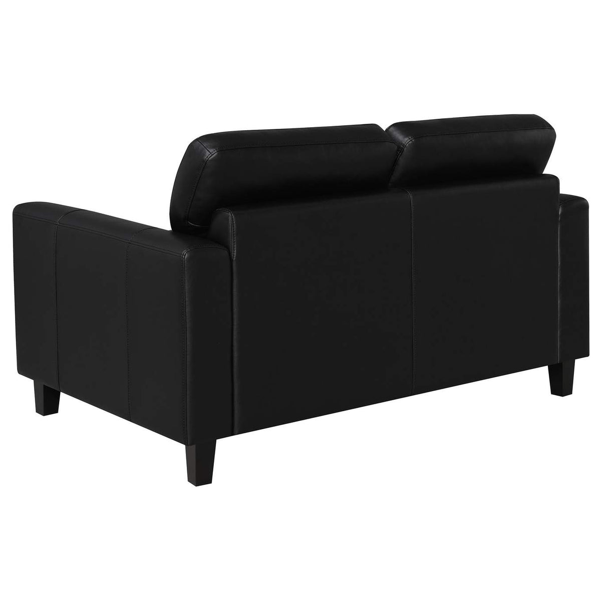 504665 Scotland Faux Leather Upholstered Track Arm Loveseat Black