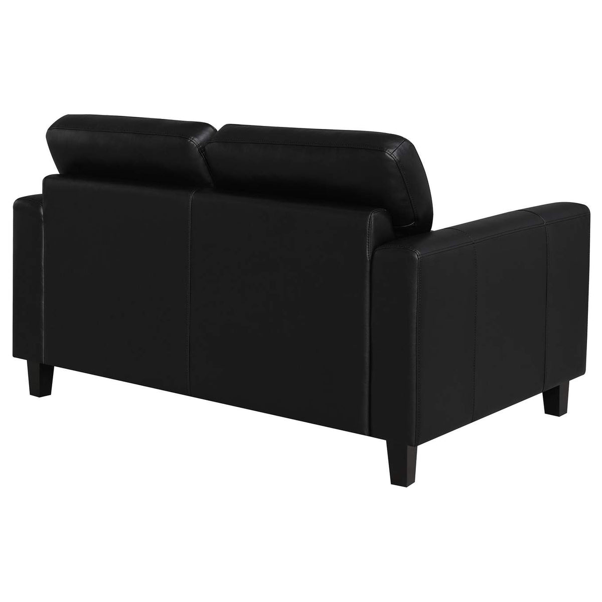 504665 Scotland Faux Leather Upholstered Track Arm Loveseat Black