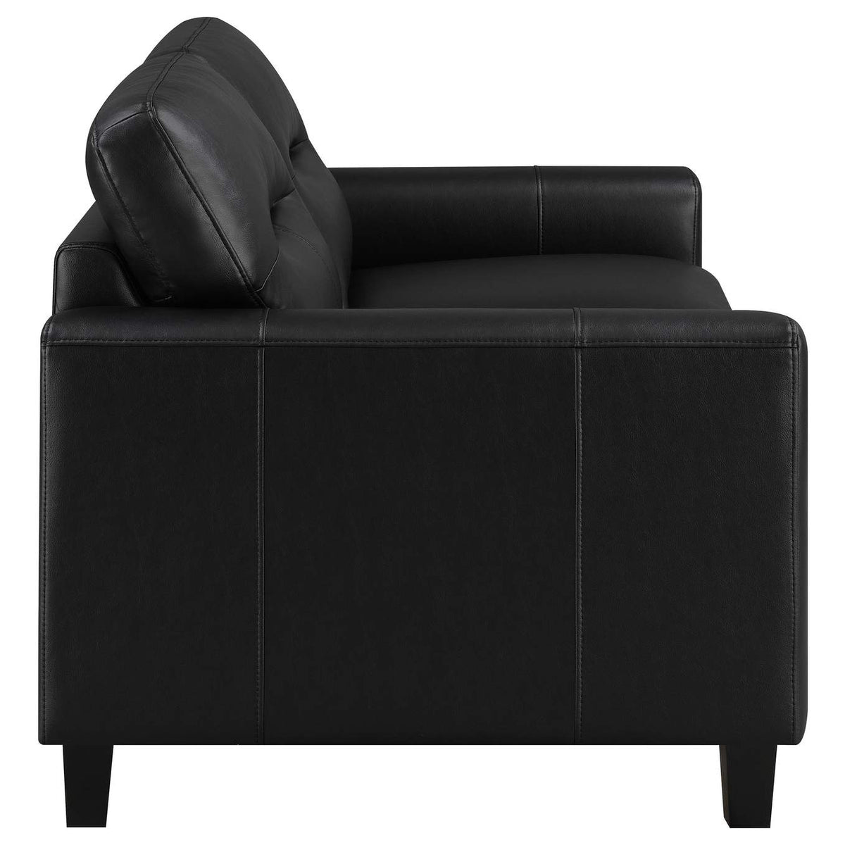 504665 Scotland Faux Leather Upholstered Track Arm Loveseat Black