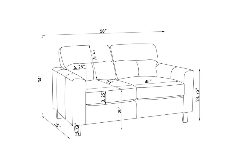 504665 Scotland Faux Leather Upholstered Track Arm Loveseat Black