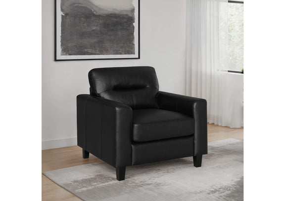 504666 Scotland Faux Leather Upholstered Track Arm Chair Black