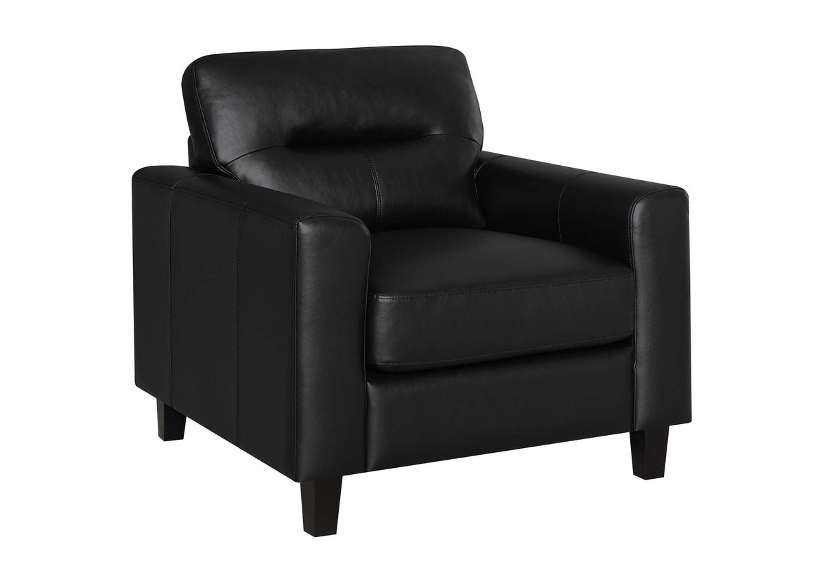 504666 Scotland Faux Leather Upholstered Track Arm Chair Black