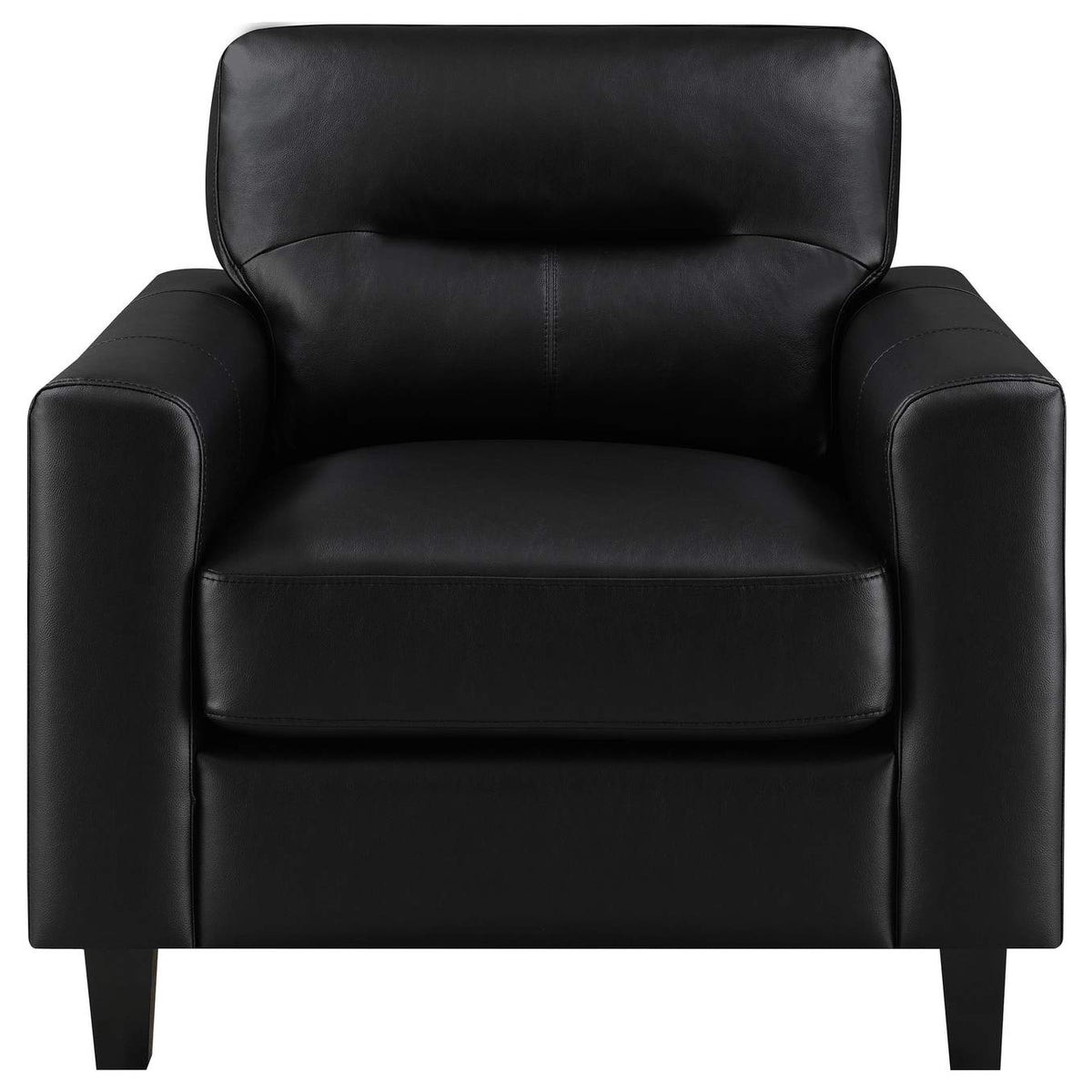 504666 Scotland Faux Leather Upholstered Track Arm Chair Black