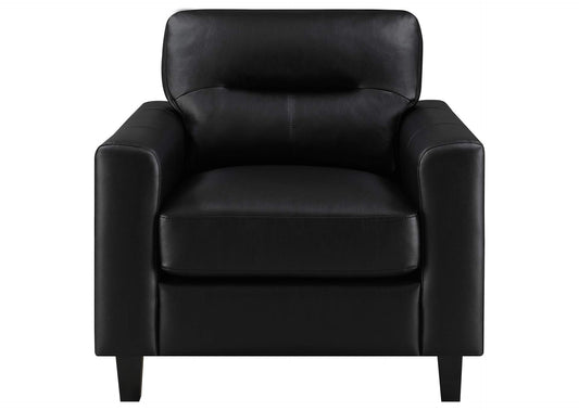 504666 Scotland Faux Leather Upholstered Track Arm Chair Black