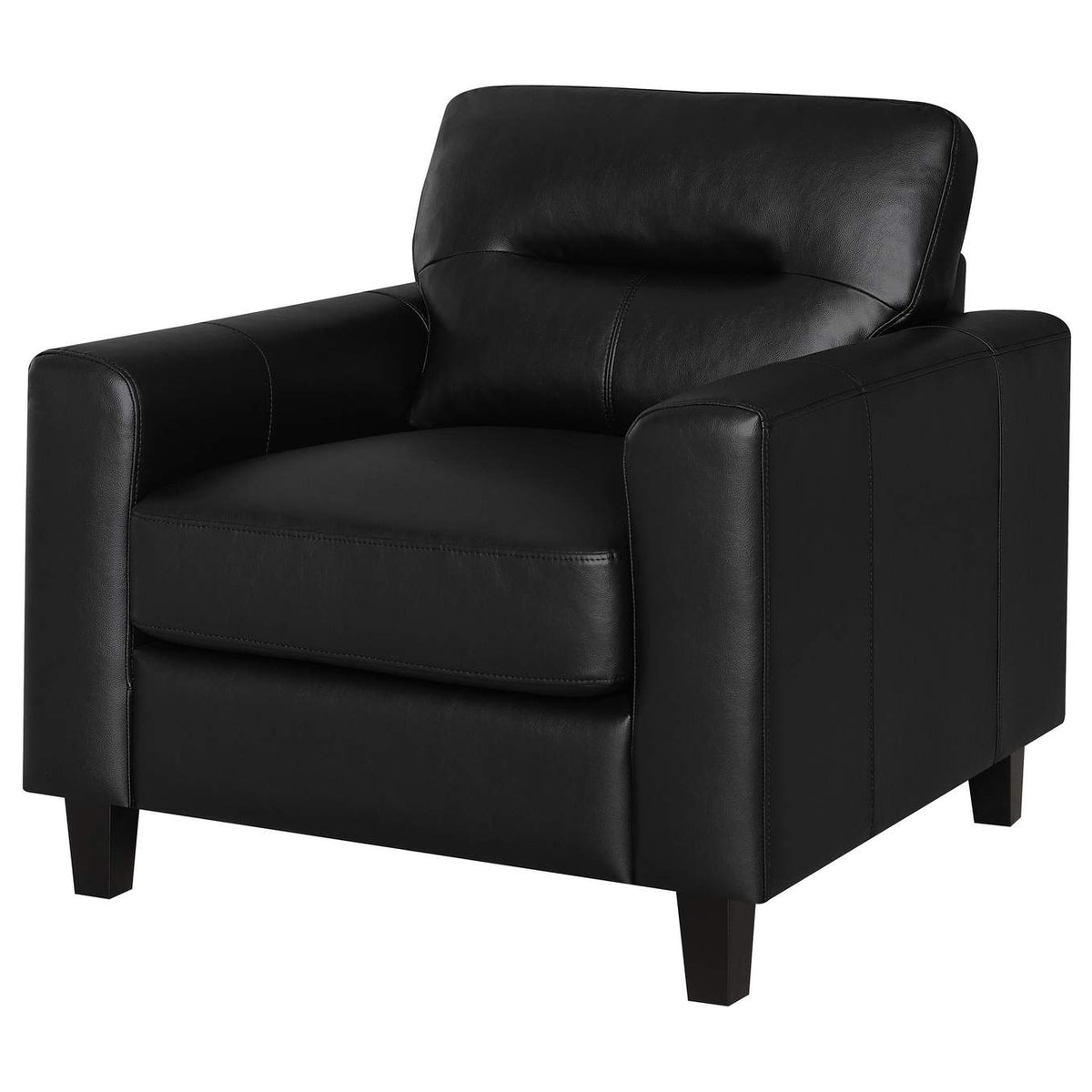 504666 Scotland Faux Leather Upholstered Track Arm Chair Black
