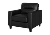 504666 Scotland Faux Leather Upholstered Track Arm Chair Black