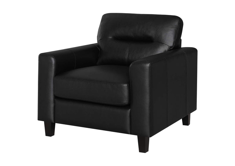 504666 Scotland Faux Leather Upholstered Track Arm Chair Black