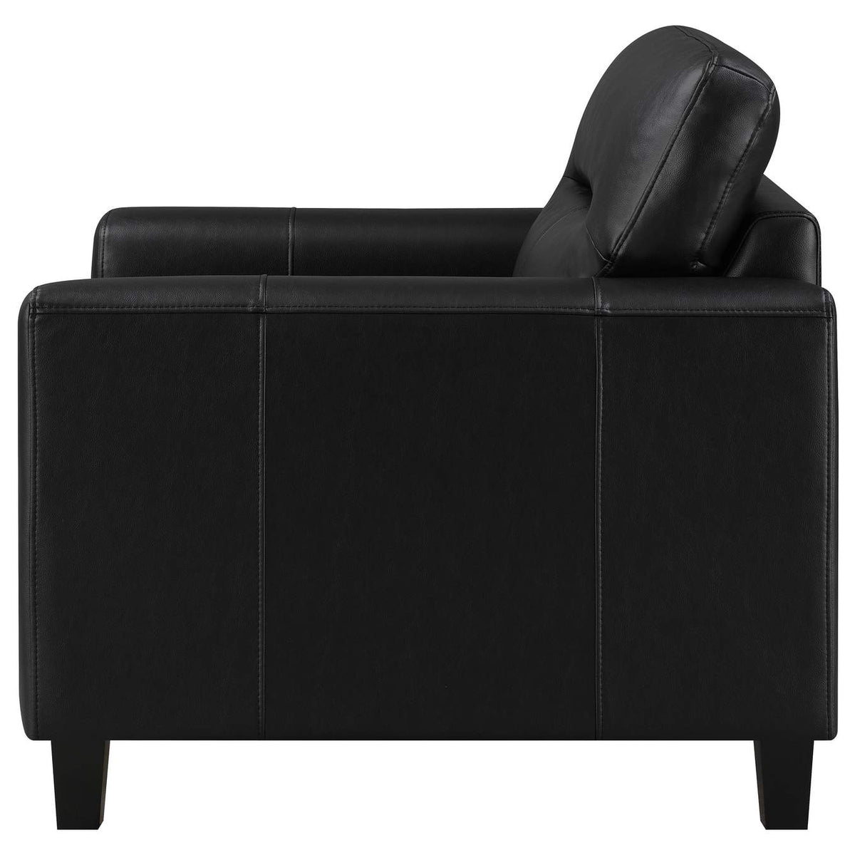 504666 Scotland Faux Leather Upholstered Track Arm Chair Black