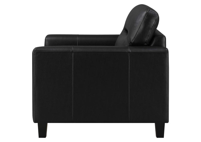 504666 Scotland Faux Leather Upholstered Track Arm Chair Black