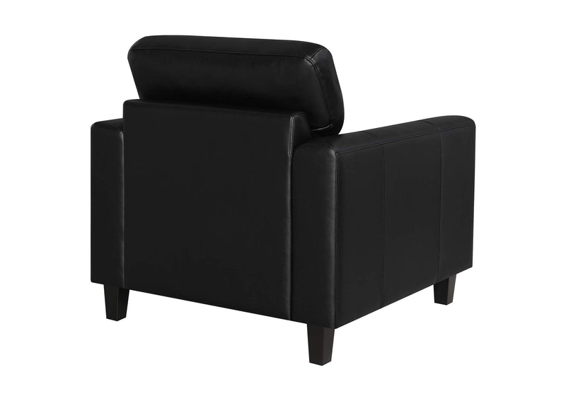 504666 Scotland Faux Leather Upholstered Track Arm Chair Black