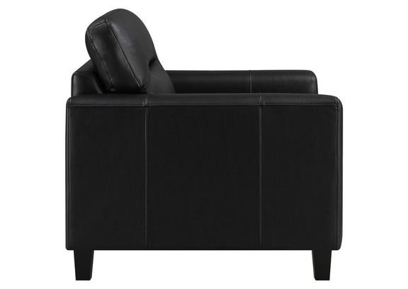 504666 Scotland Faux Leather Upholstered Track Arm Chair Black