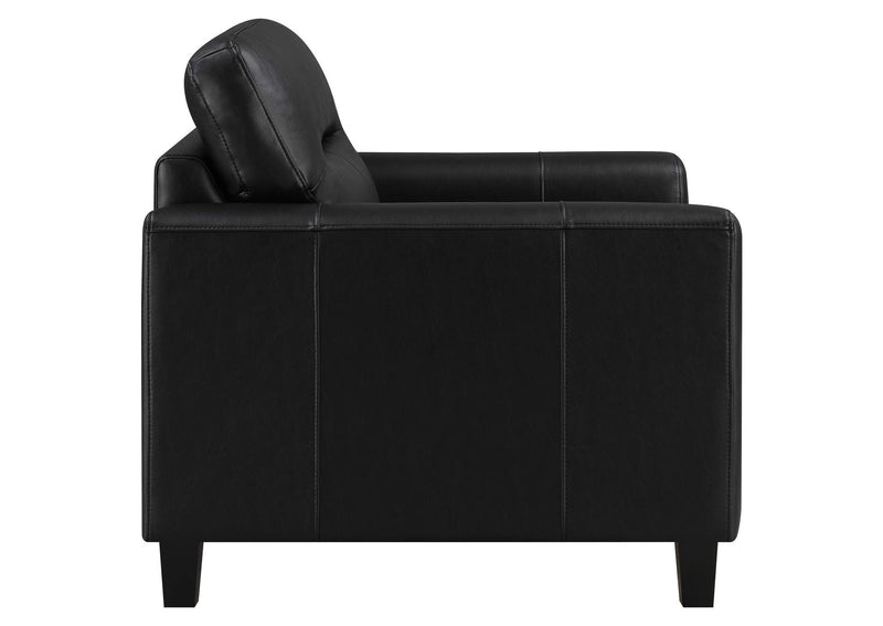 504666 Scotland Faux Leather Upholstered Track Arm Chair Black