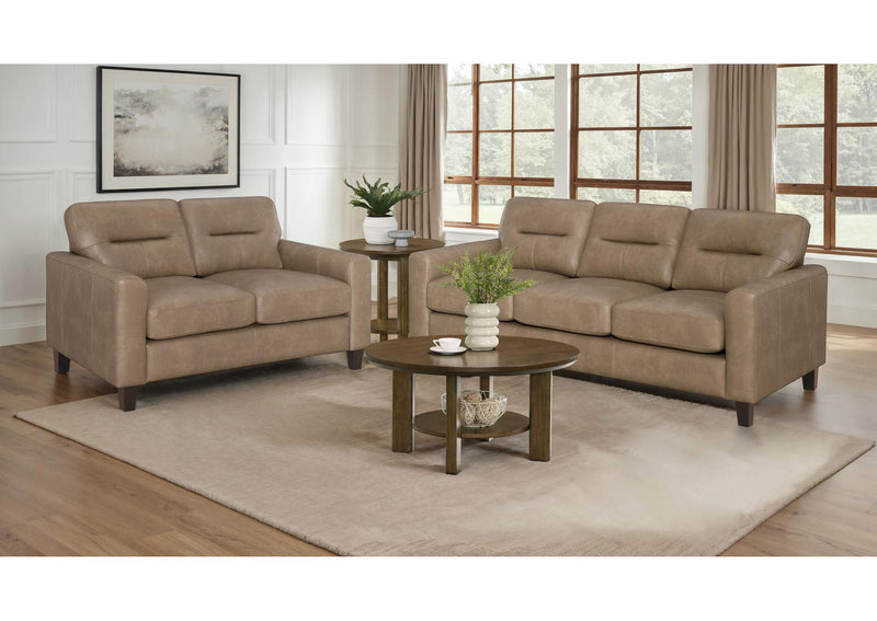 504667-S2 Scotland 2-piece Faux Leather Upholstered Sofa Set Brown