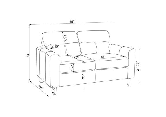 504667-S2 Scotland 2-piece Faux Leather Upholstered Sofa Set Brown