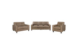 504667-S3 Scotland 3-piece Faux Leather Upholstered Sofa Set Brown